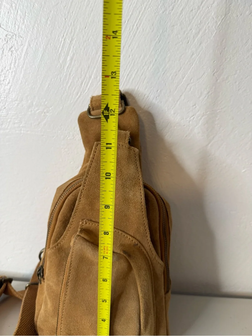 Free People Suede Sling Bag Crossbody Chest Pack Camel Tan Leather - Picture 4 of 14